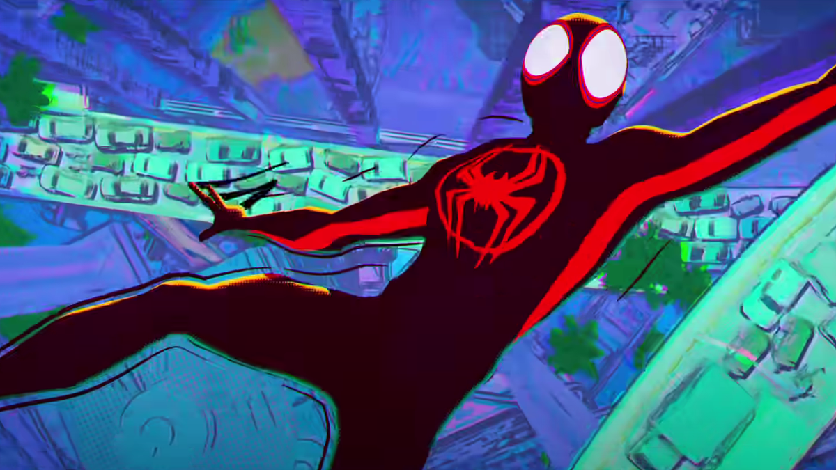 Miles Morales Falling Purple Sky Spider-Man: Across The Spider