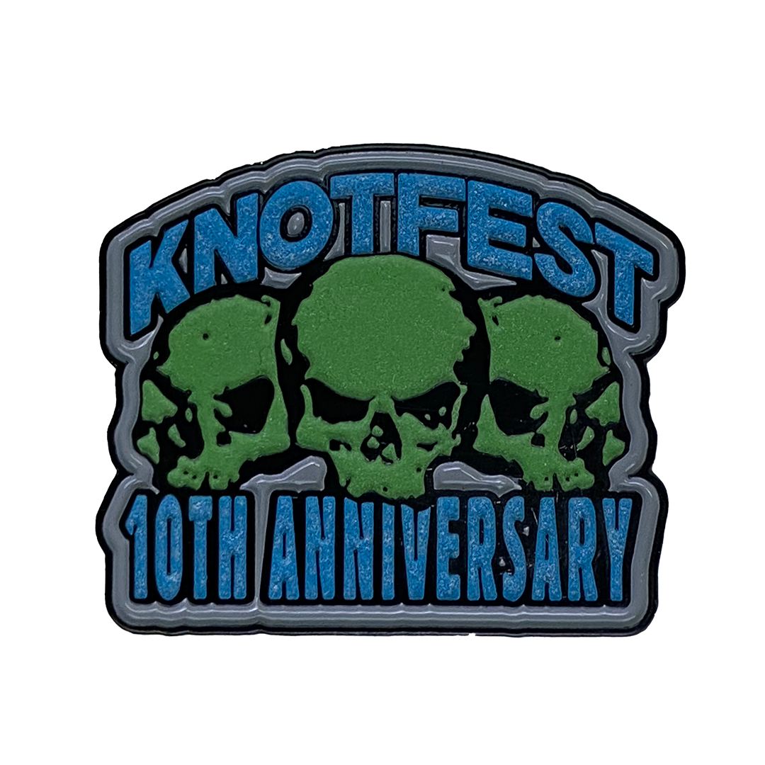 Knotfest Green Skulls Engraved Glow in the Dark Metal Pin