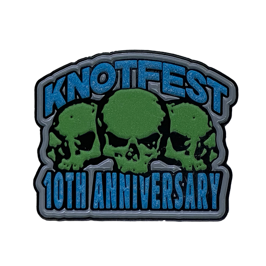 Knotfest Green Skulls Engraved Glow in the Dark Metal Pin