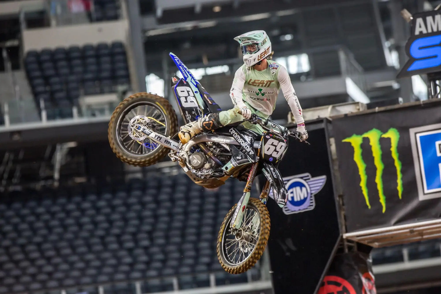 Nuclear Blast Records Supercross team veteran goes 3 for 3 and climbs in championship standings with the Yahama Team