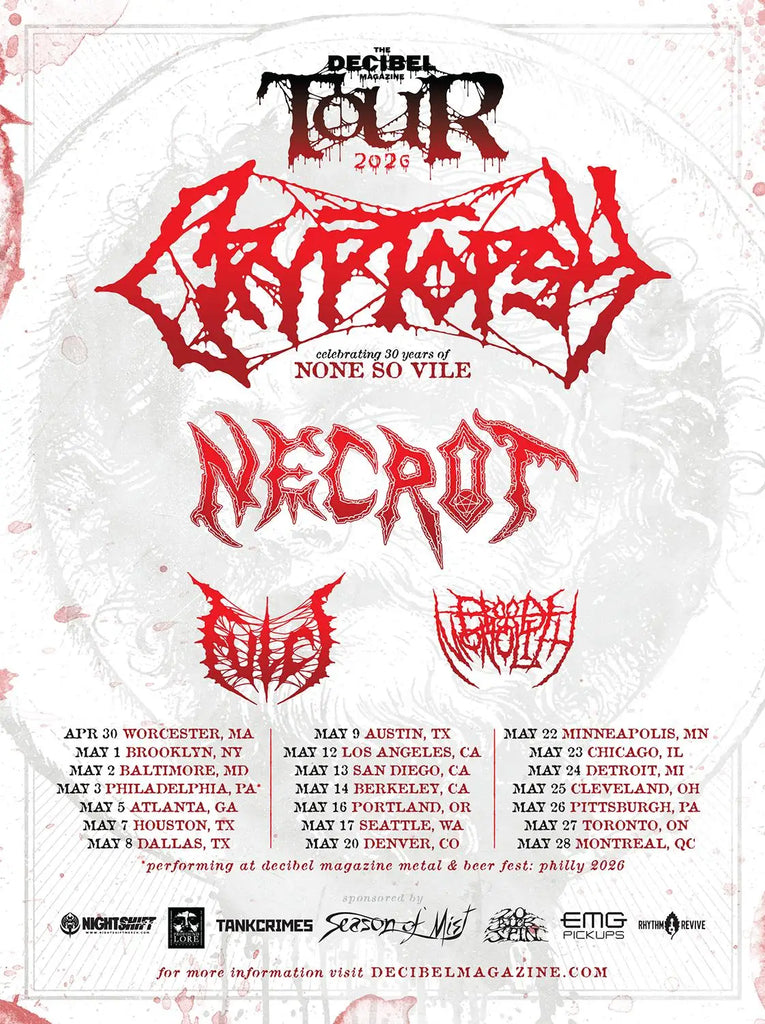 Cryptopsy Headline 2026 Decibel Magazine Tour