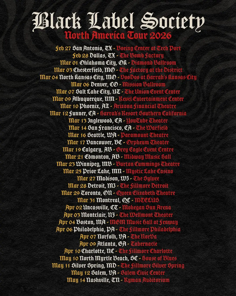 Black Label Society Leads 2026 North American Tour