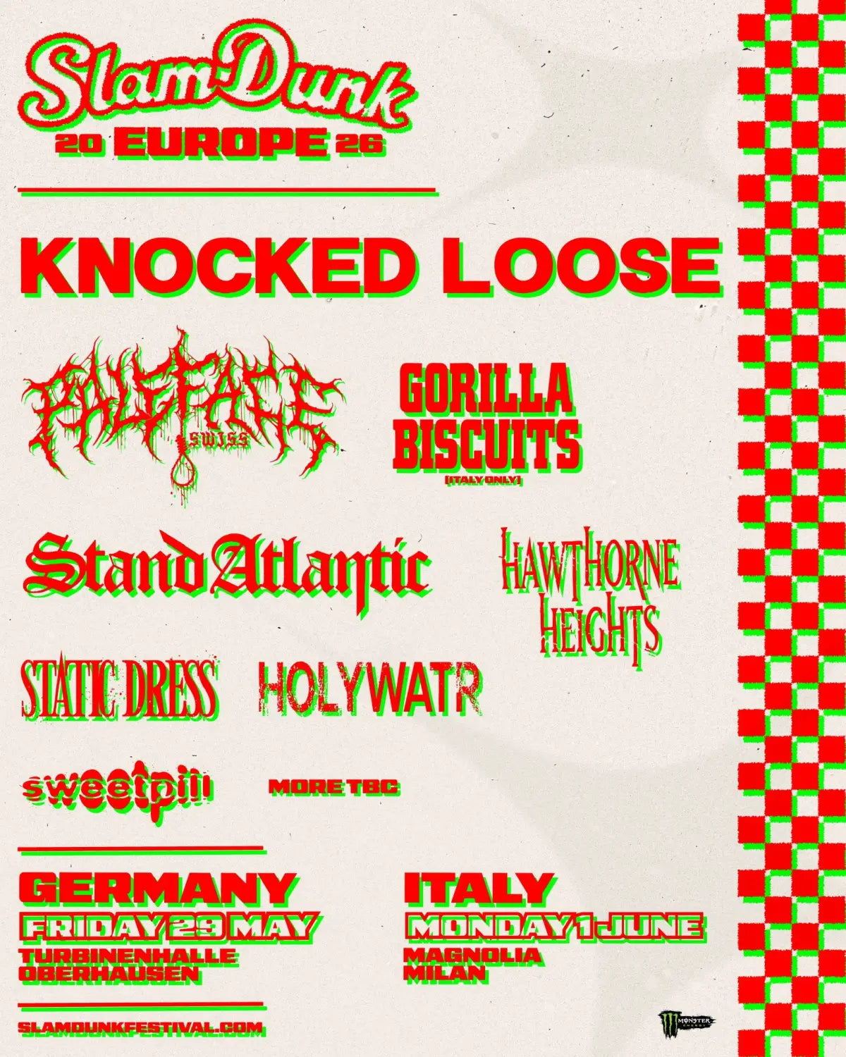 Knocked Loose Paleface Swiss Gorilla Biscuits and More Announced for Slam Dunk Europe