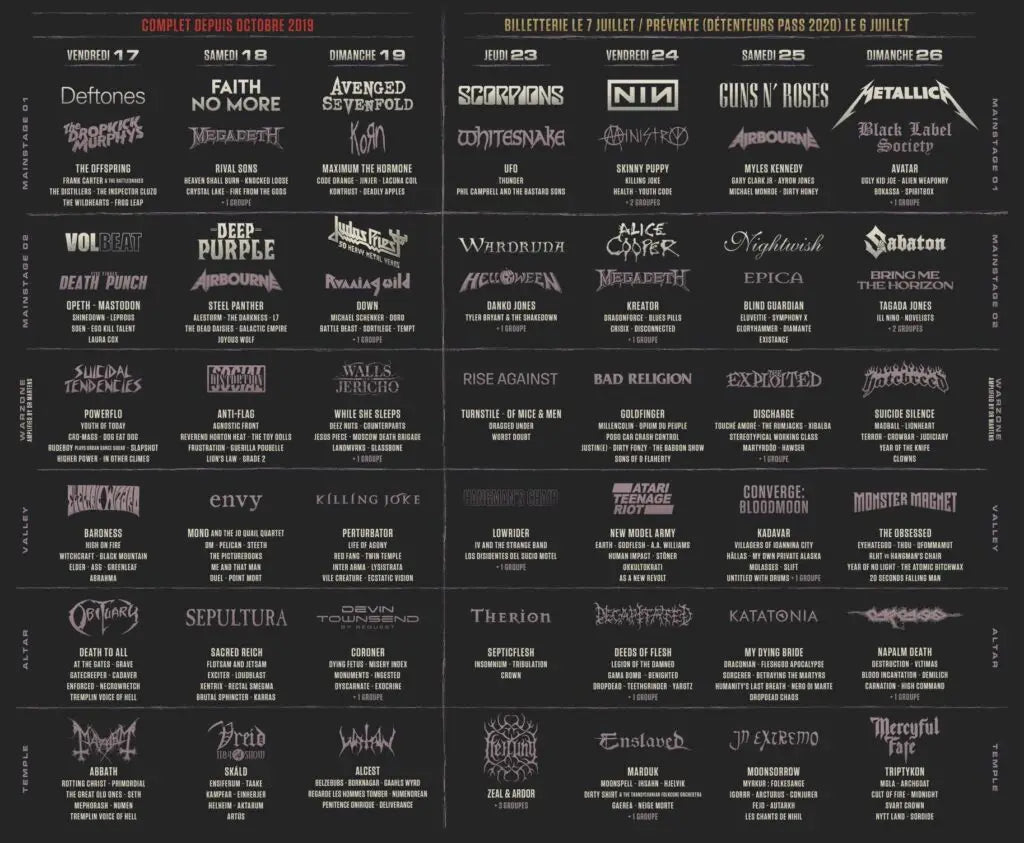Hellfest 2022 unveils a historic 350 band line-up headed by Metallica NIN Guns N’ Roses Avenged Sevenfold Faith No More