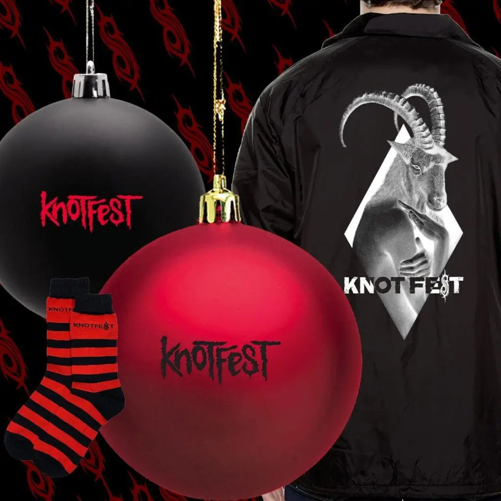 The Knotfest webstore holiday stock includes throwback designs seasonal gifts and official Slipknot tees