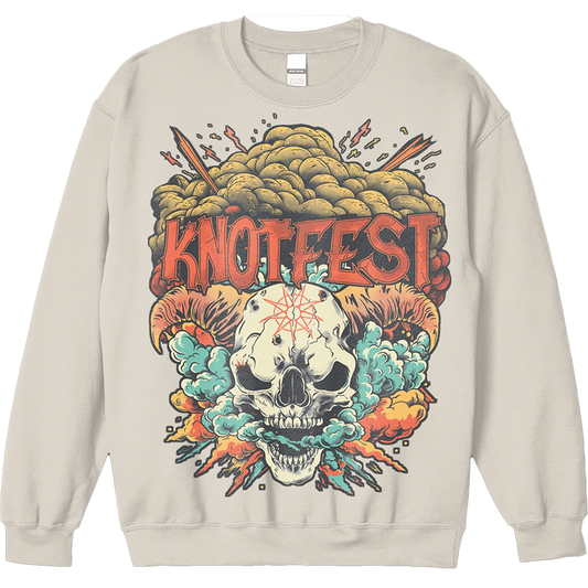 "Exploding Goat Skull" Pocket Crewneck Sweatshirt