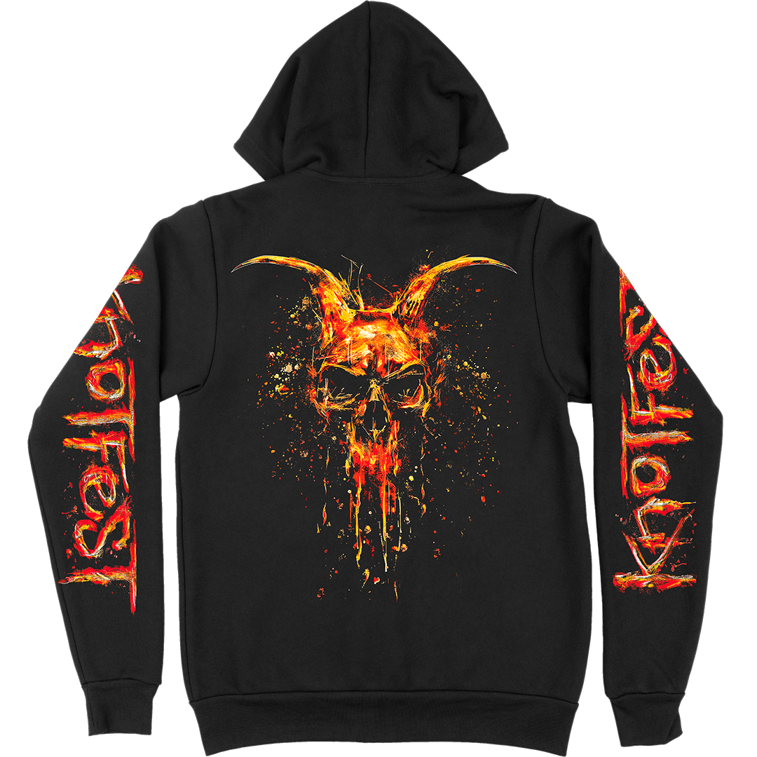 "Fire Dripping Skulls" Pullover Hoodie