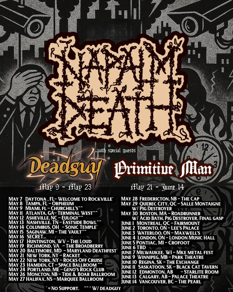 Napalm Death Announces North America Tour Dates with Deadguy and Primitive Man