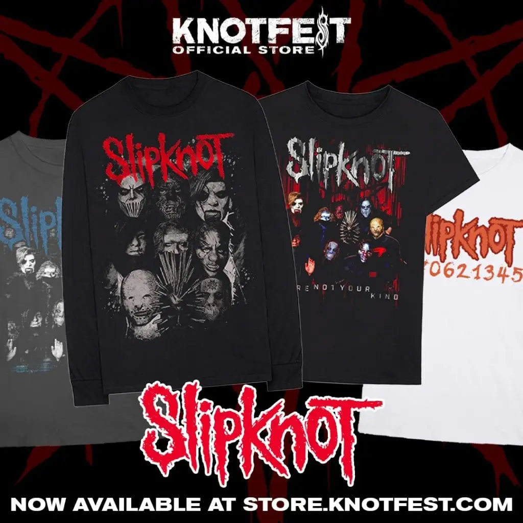 The Knotfest webstore holiday stock includes throwback designs seasonal gifts and official Slipknot tees