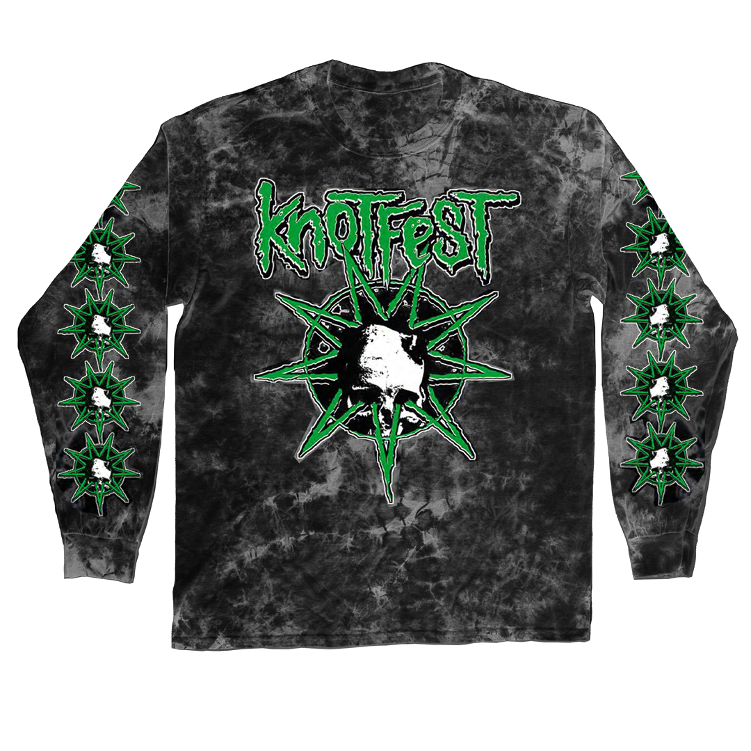 Deathknot Green Bomba Custom Tie Dye Long Sleeve T-Shirt - S