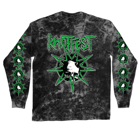 Deathknot Green Bomba Custom Tie Dye Long Sleeve T-Shirt - S