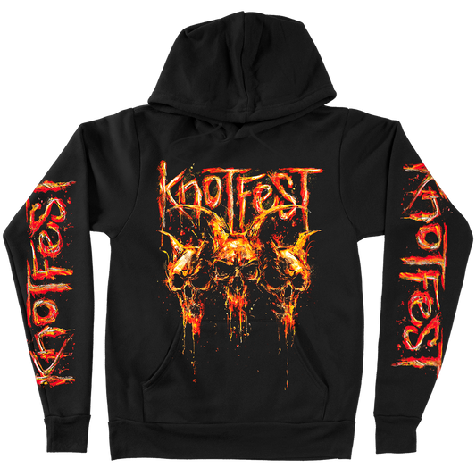 ’Fire Dripping Skulls’ Pullover Hoodie - S