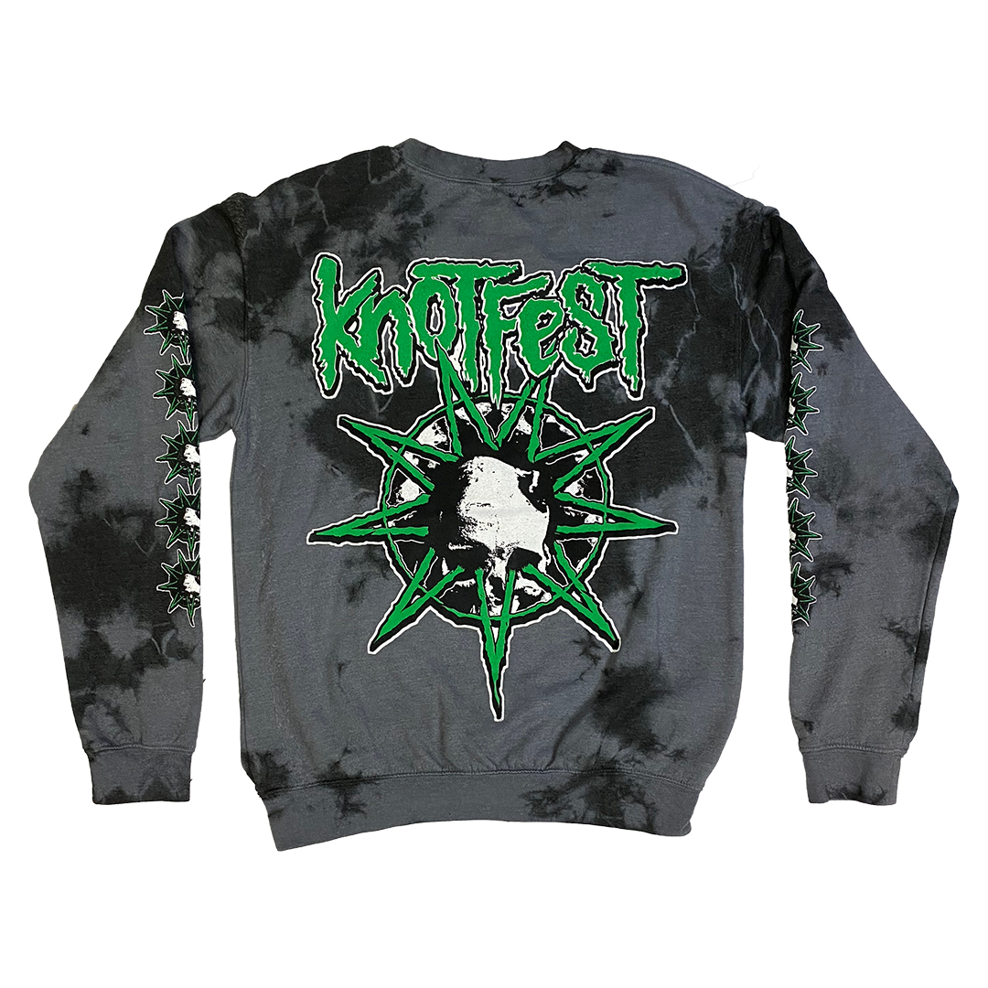 Knotfest ’Deathknot’ Crewneck Pullover Sweatshirt in Black and Grey Tie Dye